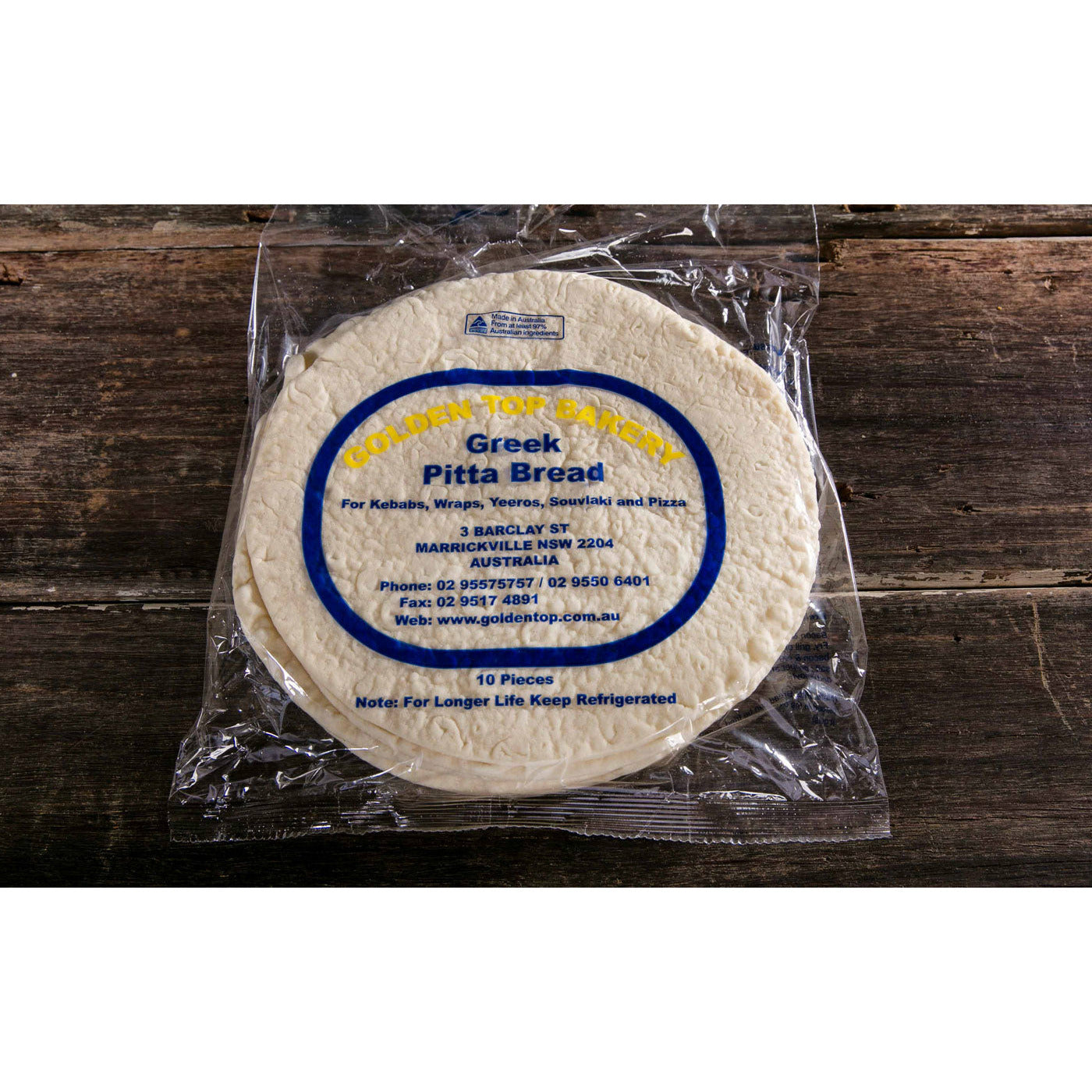 Greek Pitta Bread - Medium- 24cm - (10 peices)