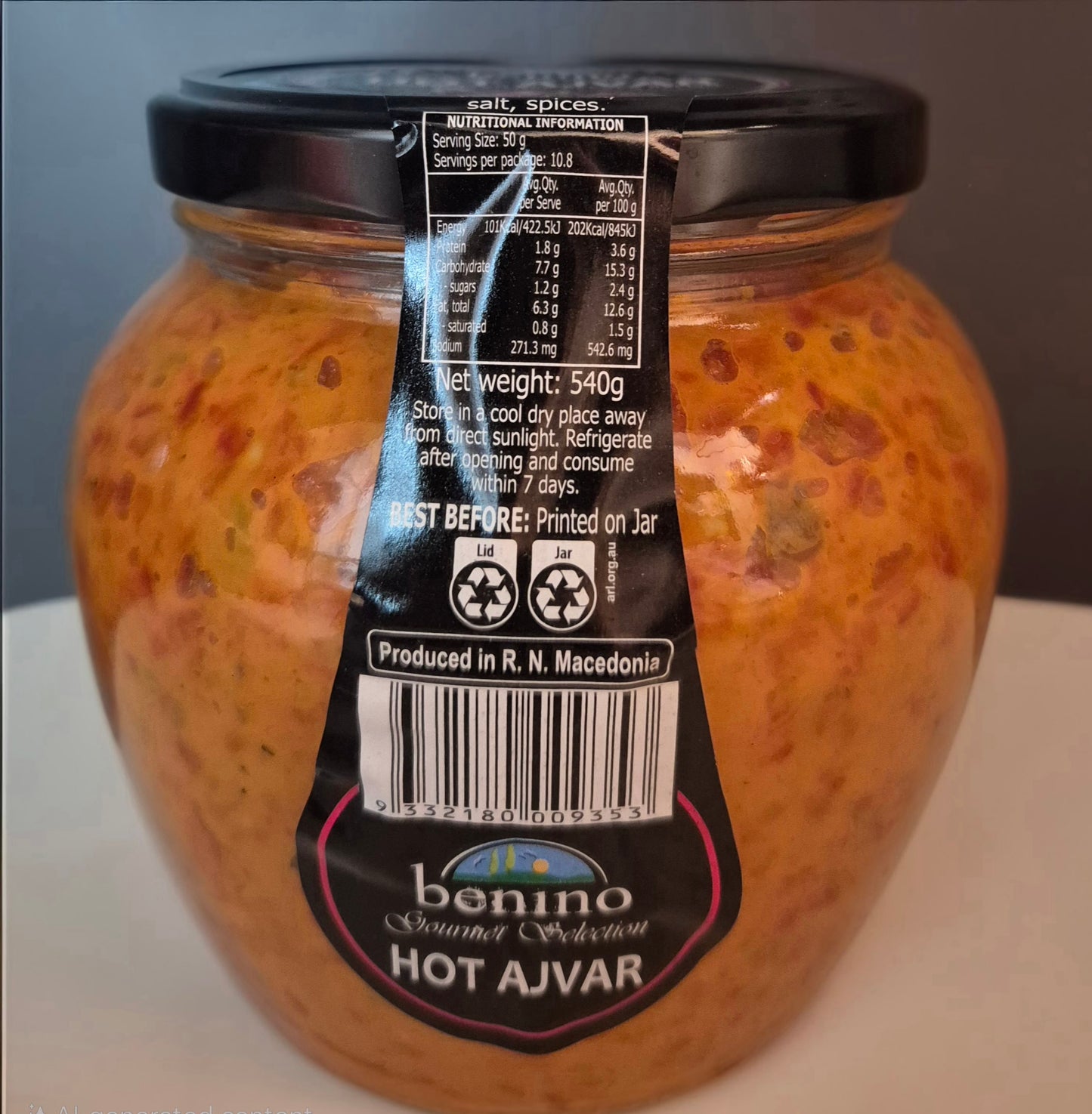 Benino Ajvar - Hot or Mild - 540g