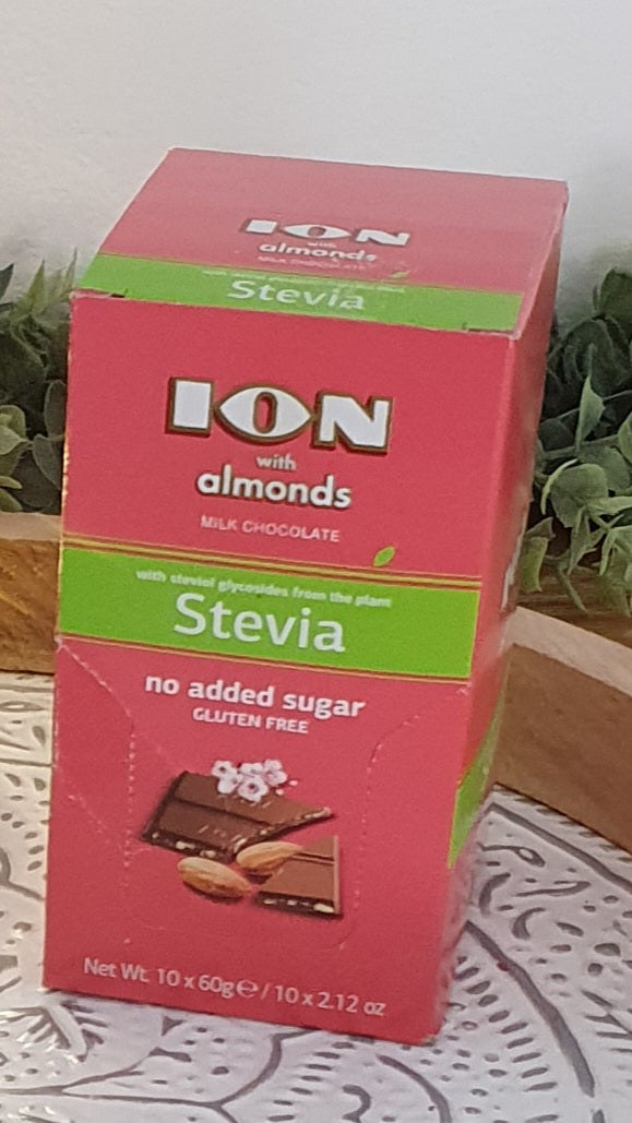 ION Milk chocolate with Almonds - with Stevia (Gluten Free) - 60g